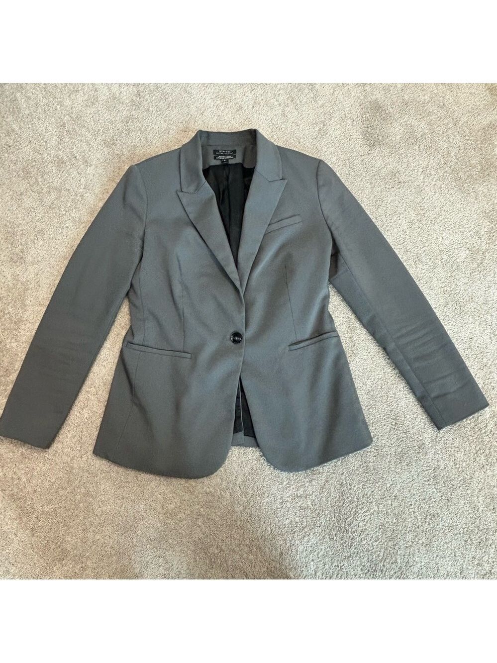 RW&CO womens gray suiting stretch lining blazer single breasted Sz 10